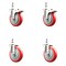 Service Caster 5 Inch 316SS Red Polyurethane 1/2 Inch Threaded Stem Caster Lock Brake SCC, 2PK SS316TSTTL20S514-PPUB-RED-121315-2S2 - alternate 1